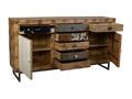 Buffet en bois et cuir marron 180x47x95h 10155LNTI