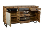 Buffet en bois et cuir marron 180x47x95h 10155LNTI