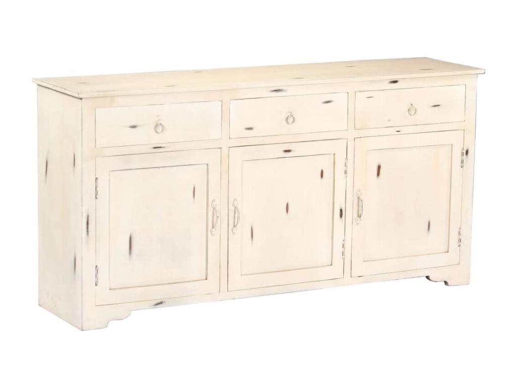 Buffet Blanc 160x40x80 cm Bois de manguier massif 10746VPZZ