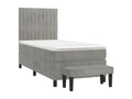 Sommier à Bohometop de lit et matelas Gris clair 80x200 Velours 07876RHWA