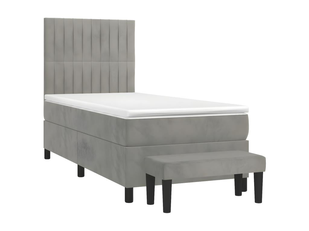 Sommier à Bohometop de lit et matelas Gris clair 80x200 Velours 07876RHWA