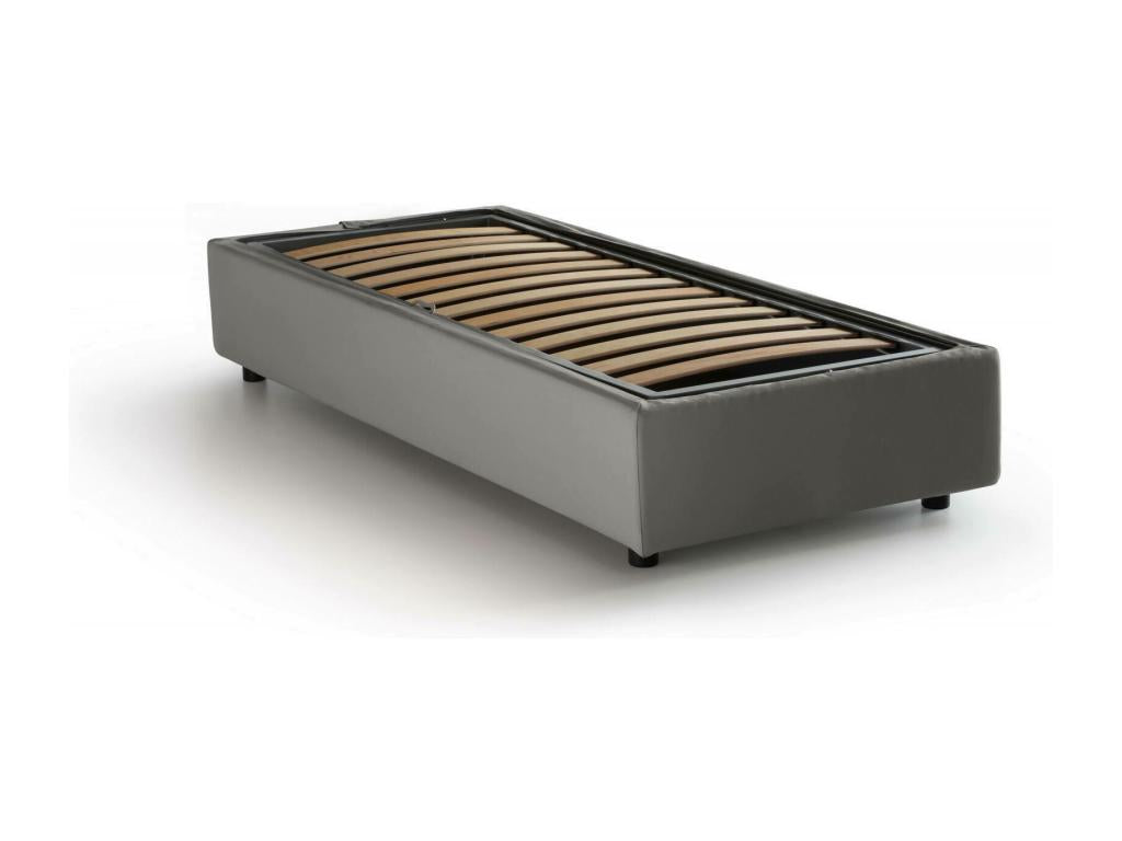 Lit simple Calmetop Lit coffre avec revêtement en tissu Made in Italy Ouverture frontale adaptée pour matelas 80x200 cm Gris 50815SFMS