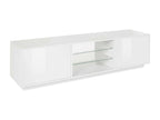 Meuble TV Bohometop Buffet bas de salon avec 2 portes Base pour meuble TV Made in Italy 180x41h46 cm Blanc brillant 23351UVOV