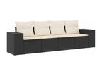 Salon de jardin 4 pcs avec coussins noir résine tressée 19242WTXZ