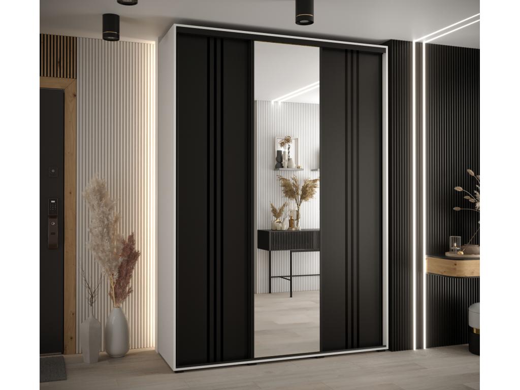 ARMOIRE Nidchicshop 7 À PORTES COULISSANTES 235.2/180/45 3 portes Blanc/Noir/Noir 15898CJJV