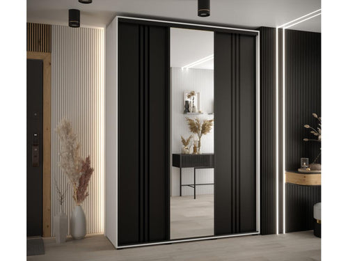 ARMOIRE Nidchicshop 7 À PORTES COULISSANTES 235.2/180/45 3 portes Blanc/Noir/Noir 15898CJJV