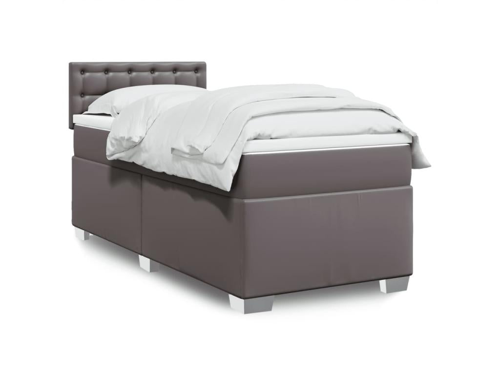 Sommier à Nidchicshop de lit avec matelas Gris 90x200 cm Similicuir 78903WMBE