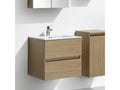 Meuble salle de bain design simple vasque Calmetop largeur 60 cm chêne clair texturé 37223ZYGK