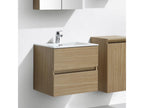 Meuble salle de bain design simple vasque Calmetop largeur 60 cm chêne clair texturé 37223ZYGK