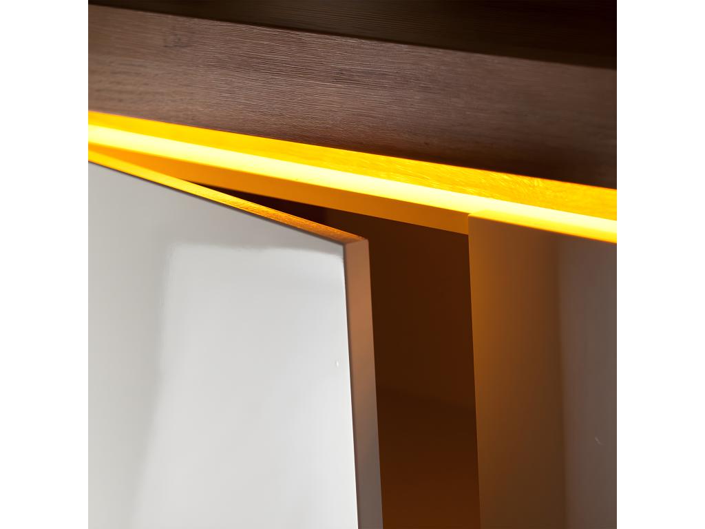 Meuble TV 1 porte 1 tiroir 159 cm LED inclus Nidchicshop Blanc et Bois 14183CKBF