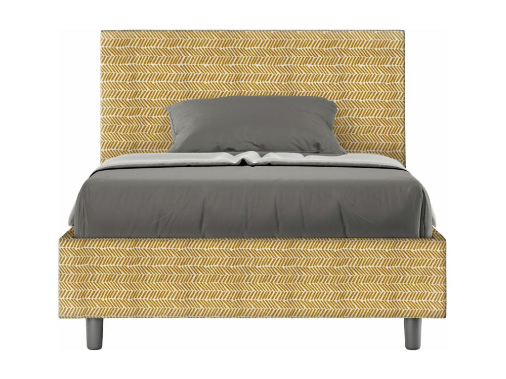 Lit 1 place et demi avec sommier rembourré 120x200 tissu Calmetop 3 jaune Calmetop 87179EFUS