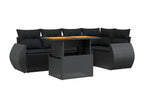 Salon de jardin 6 pcs avec coussins noir résine tressée 72648SUZS