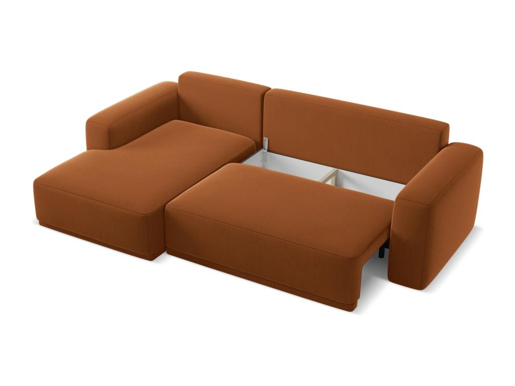 Canapé d'angle gauche convertible en velours - terre cuite - Nidchicshop 71645UFKG