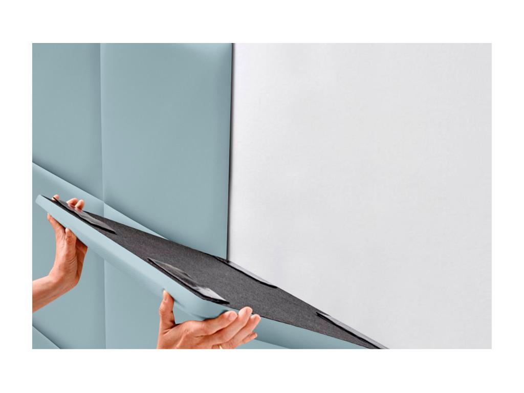 Nidchicshop Tête de lit capitonnée en similicuir de qualité Nidchicshop inférieure composée de panneaux autocollants interchangeables bleu clair 180 cm 61178MPJT