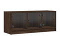 Meuble TV avec portes en verre chêne marron 102x37x42 cm 70107QYJU