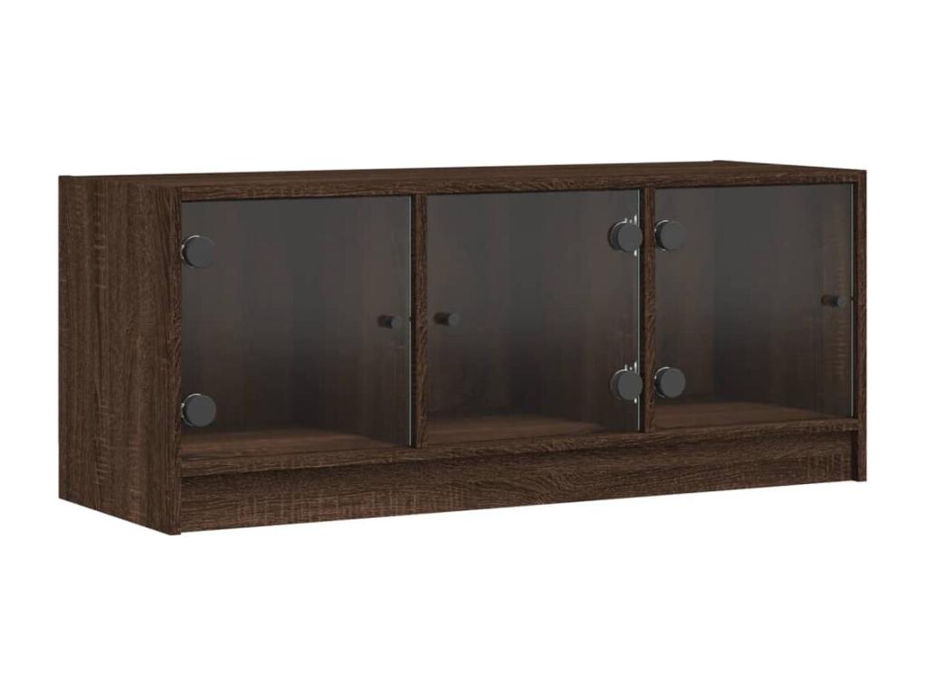 Meuble TV avec portes en verre chêne marron 102x37x42 cm 70107QYJU