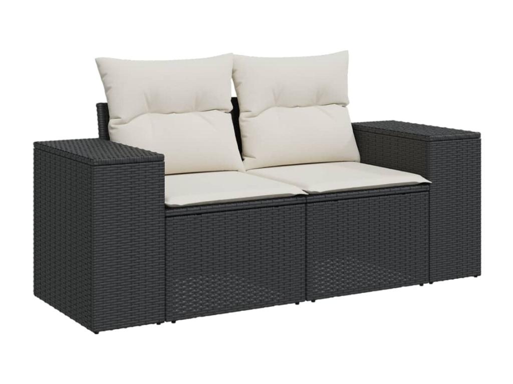 Salon de jardin 6 pcs avec coussins noir résine tressée 78195NITP