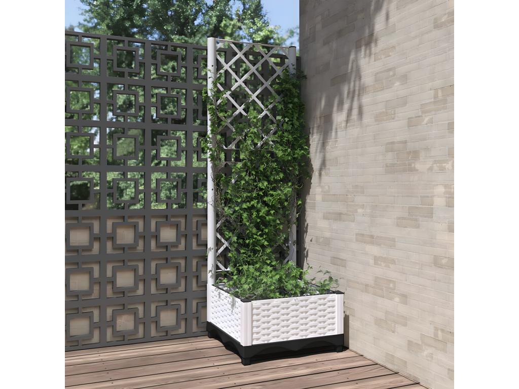 Jardinière avec treillis Blanc 40x40x121.5 PP 74302QYOV