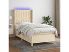Sommier à Bohometop de lit matelas et LED Crème 90x190 cm Tissu 13341QZYW