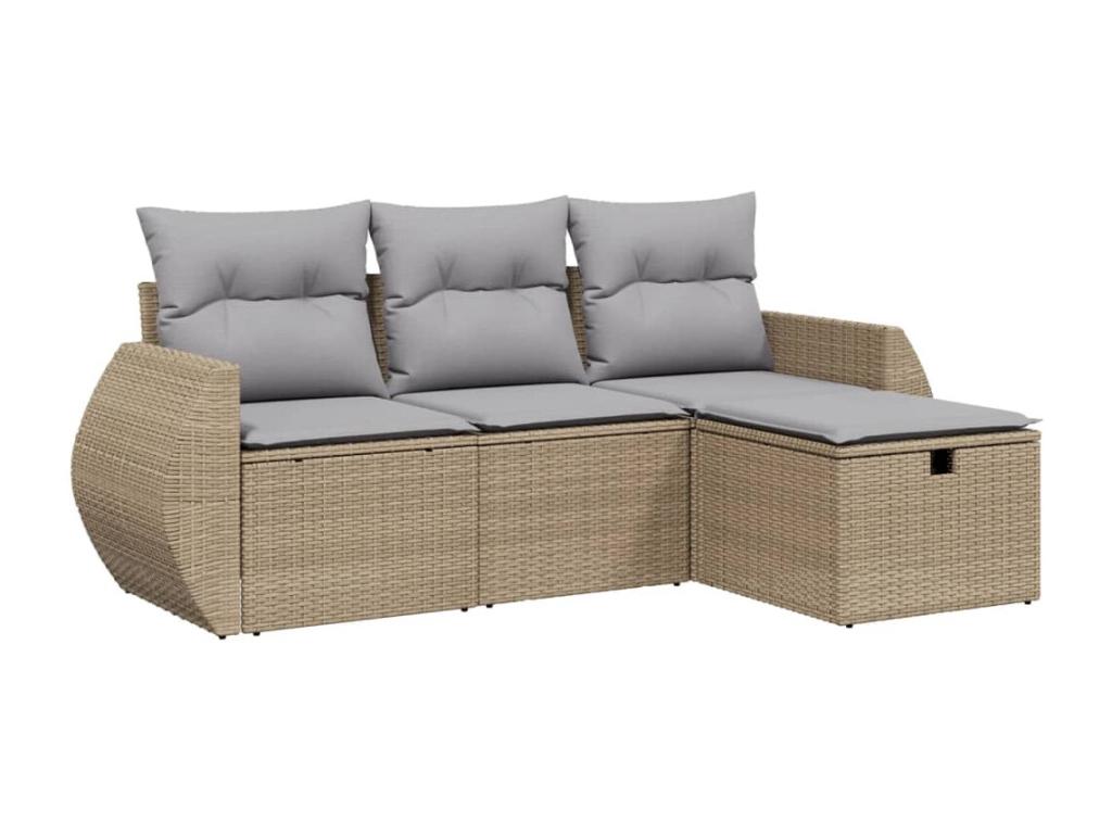Salon de jardin avec coussins 4pcs Calmetop beige résine tressée 03727AHFE