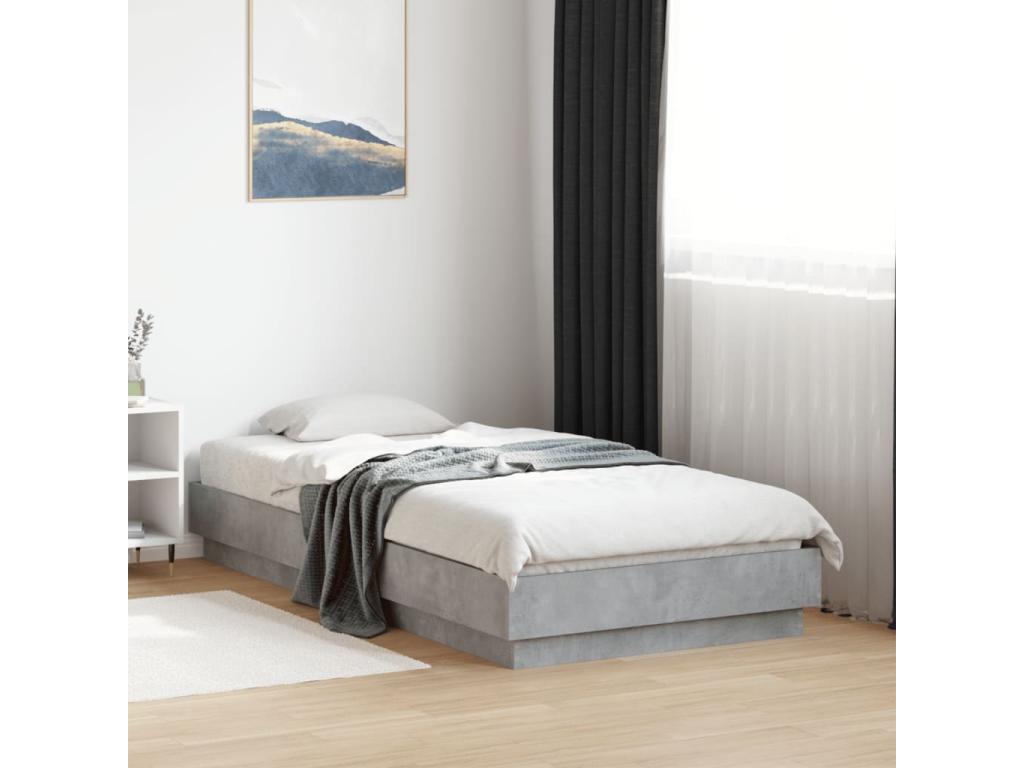 Cadre de lit avec Bohometop LED gris béton 75x190 cm 71483HANW