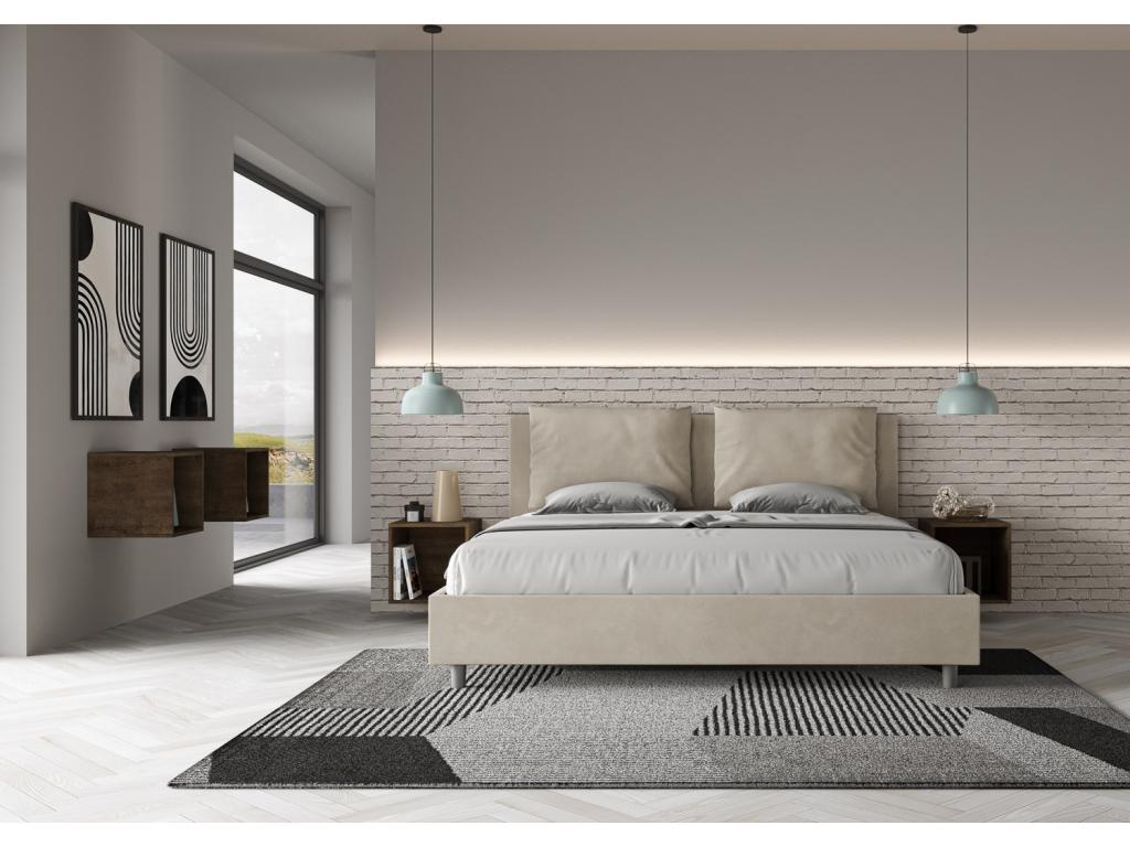 Lit sans sommier rembourré 180x200 microfibre sable Nidchicshop 25493LIAY