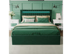 Lit Coffre 140x200cm - Rangement et éclairage LED - Sommier à Nidchicshop - Tête de Lit réglable - Vert 57949WSHR