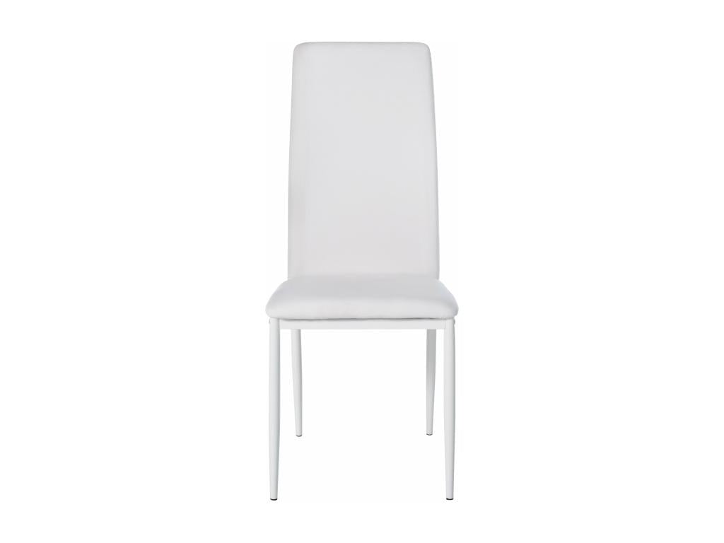 Chaise de salle à manger x1 design classique en PVC blanc piètement à quatre pieds en métal blanc 10 0002090 30036BTXL