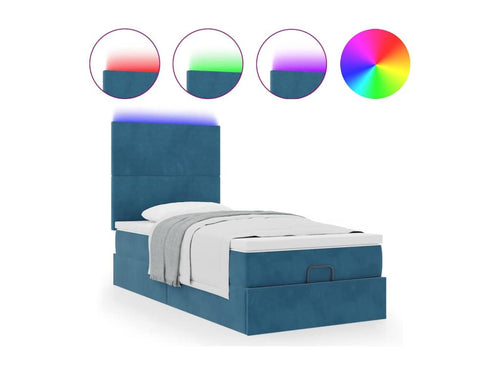 Cadre de lit ottoman avec matelas bleu foncé 90x200 cm velours 42378UYPB
