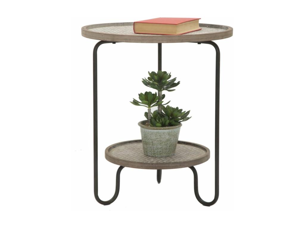 Table basse ronde en métal multicolore avec étagère 48x54.5 cm 75034IFFL