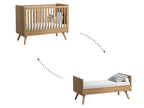 Lit bébé évolutif et Chiffonnier Vintage Bois 01873LAJE