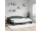 Lit de jour avec gigogne et matelas gris foncé 80x200 cm tissu 08418PSFN