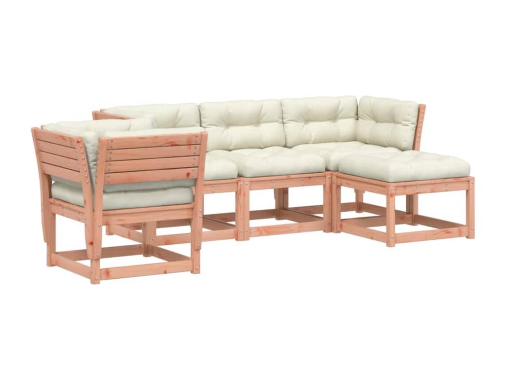 Salon de jardin 5 pcs avec coussins bois massif Nidchicshop 07590JPSX
