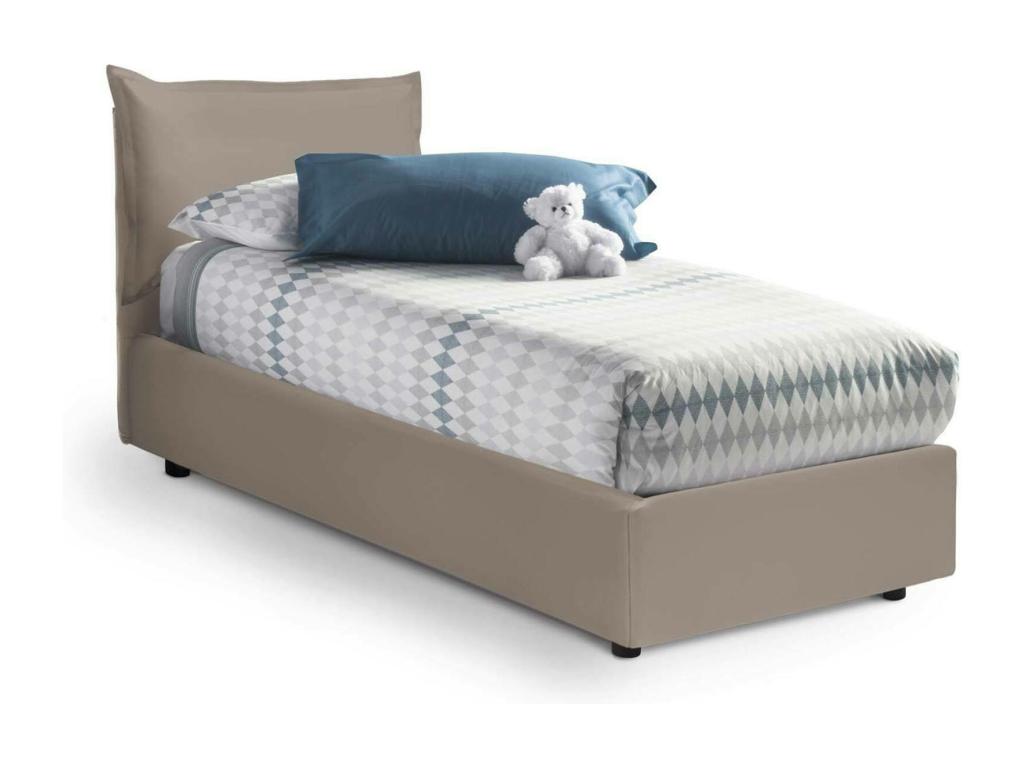 Lit simple Calmetop Lit coffre avec revêtement en éco-cuir Made in Italy Ouverture latérale adaptée pour matelas 80x190 cm Calmetop 97042RBDE