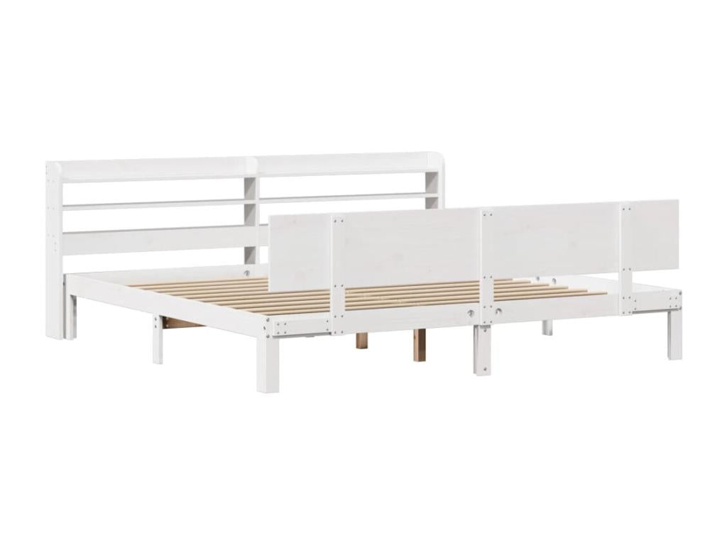Cadre de lit et tête de lit blanc 200x200 cm bois de pin massif 78919ITGJ