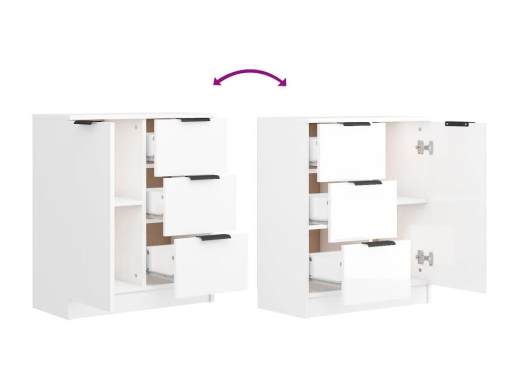 Buffet Blanc brillant 60x30x70 cm Bois d'ingénierie 20272NASV
