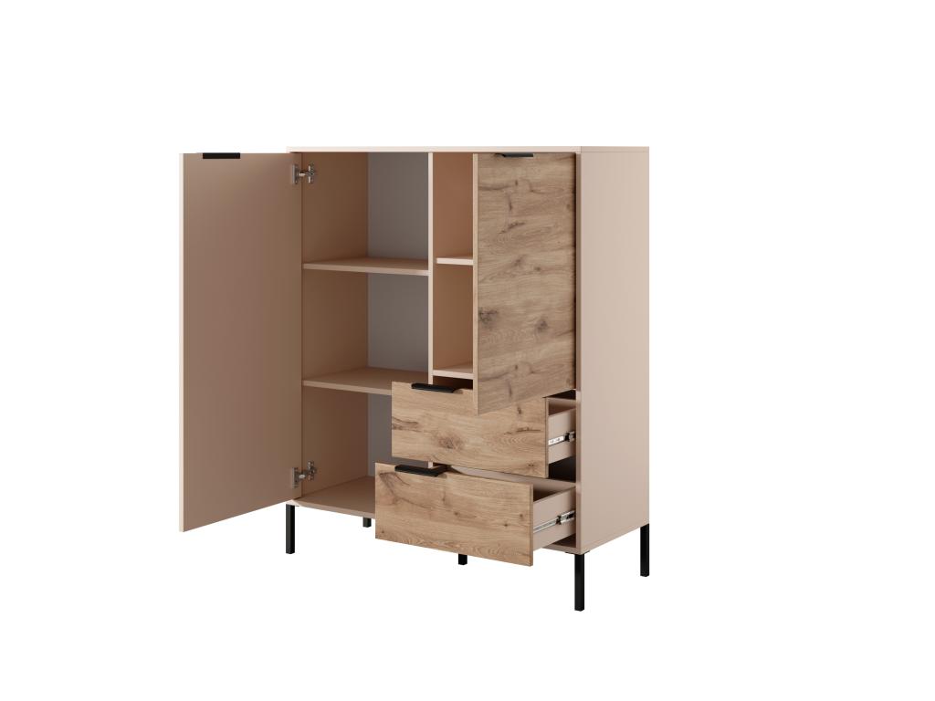 Commode Calmetop 2D2SB 104x40x124 Crème / Noir 42789OGTR