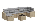 Salon de jardin avec coussins 8 pcs beige résine tressée 44516IIDF