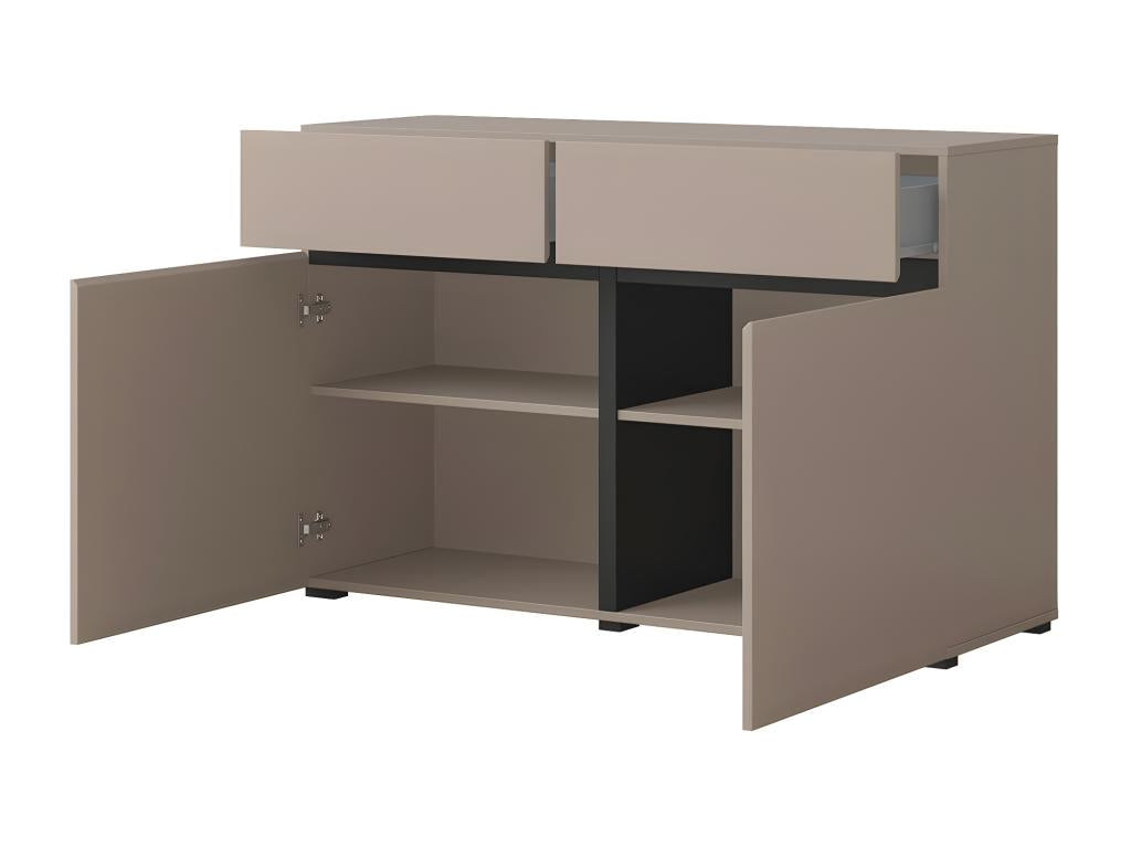 Buffet 120cm coloris beige et noir collection Nidchicshop- Bahut design avec 2 portes et 2 tiroirs. 96352HWAS