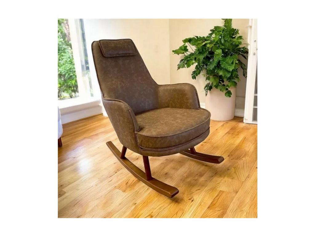 Nidchicshop - Fauteuil Rocking Chair en simili cuir marron 37304BRRL