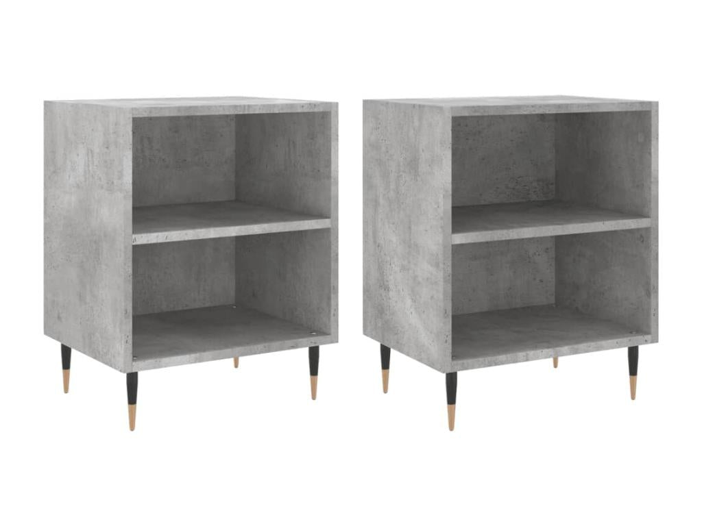 Tables de chevet 2 pièces gris béton 40x30x50 cm bois d'ingénierie 86106BKZI
