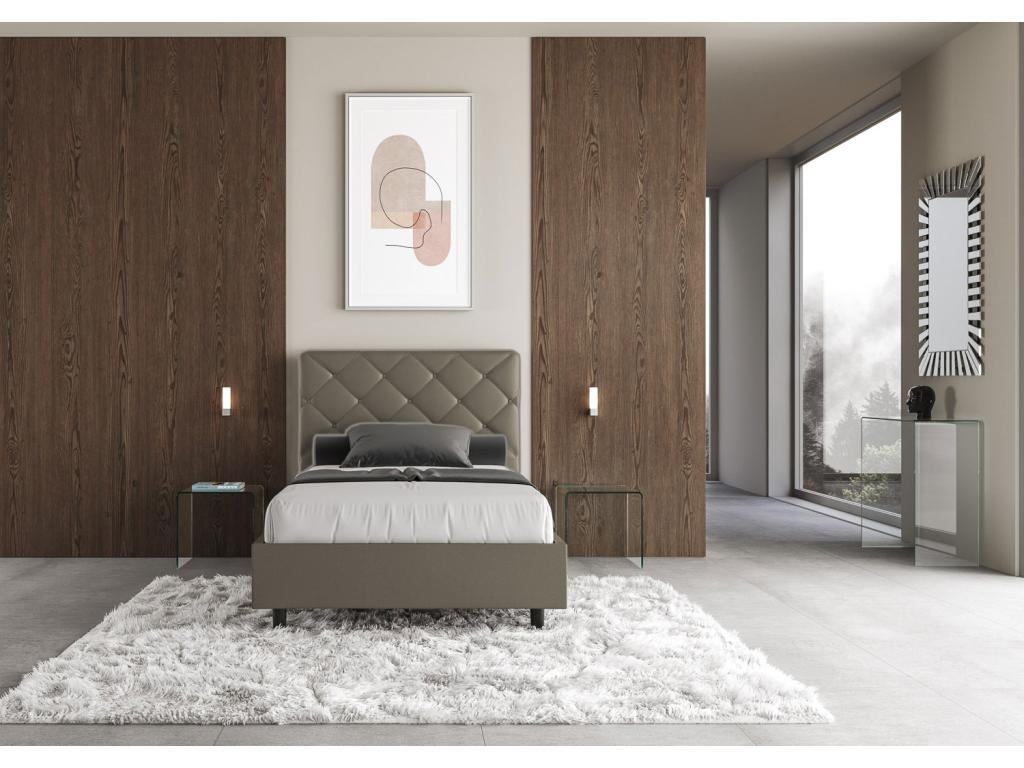 Lit 1 place et demi avec sommier rembourrée 120x210 similicuir cappuccino Nidchicshop 70031YDDI