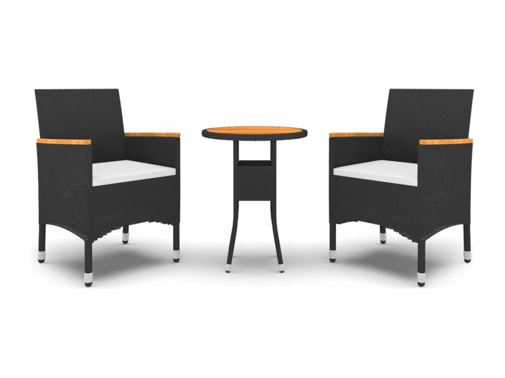Ensemble à manger de jardin 3 pcs Résine tressée Noir 76324NMVH