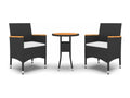 Ensemble à manger de jardin 3 pcs Résine tressée Noir 76324NMVH