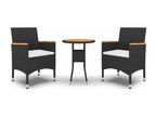 Ensemble à manger de jardin 3 pcs Résine tressée Noir 76324NMVH