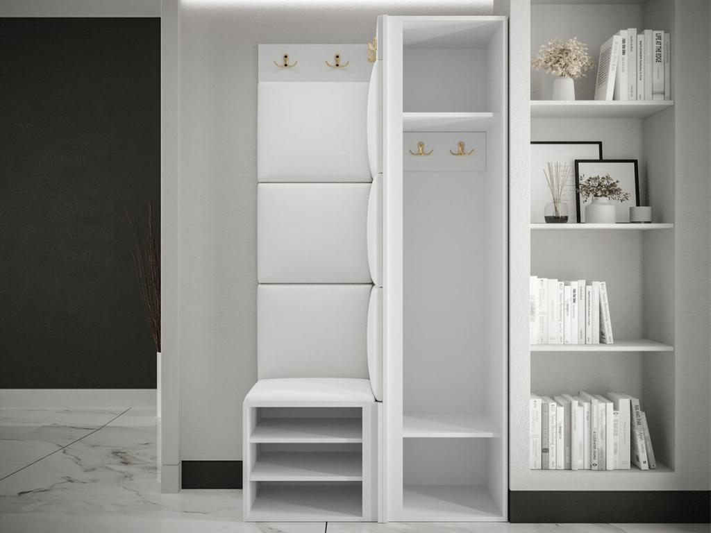 Meuble d'entrée Nidchicshop 382 186x82x46cm Miroir Noir - Blanc Nidchicshop - Stratifié - Faux cuir 48488OMAV