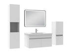 Meuble simple vasque 80cm avec colonne miroir lumineux 3 couleurs dimmable blanc 62763LJXS