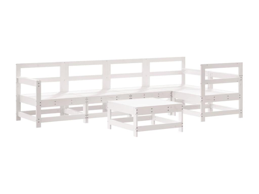 Salon de jardin 6 pièces avec coussins blanc bois massif 85379OHUH