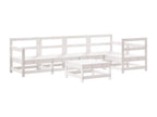 Salon de jardin 6 pièces avec coussins blanc bois massif 85379OHUH