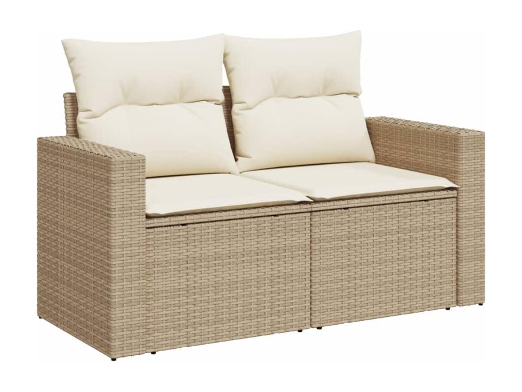 Salon de jardin avec coussins 9 pcs beige résine tressée 80736SCYQ